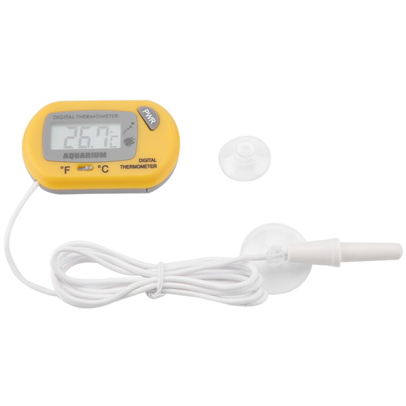 Image of Kleines gelbes digitales Aquarium-/Fischbecken-Thermometer zur Temperaturmessung