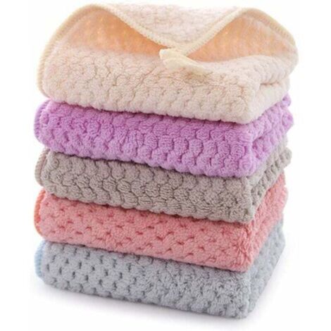 Kleines Handtuch, Handtuch, 5-teiliges Küchenhandtuch-Set, Coral Fleece Hängehandtuch, super saugfähig, schnelltrocknend, Gürtelschnalle