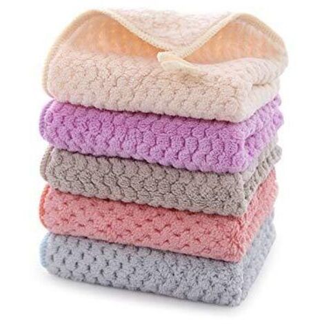 Kleines Handtuch, Handtuch, 5-teiliges Küchenhandtuch-Set, Hängehandtuch aus Korallenvlies, super saugfähig, schnelltrocknend, mit Gürtelschlaufe