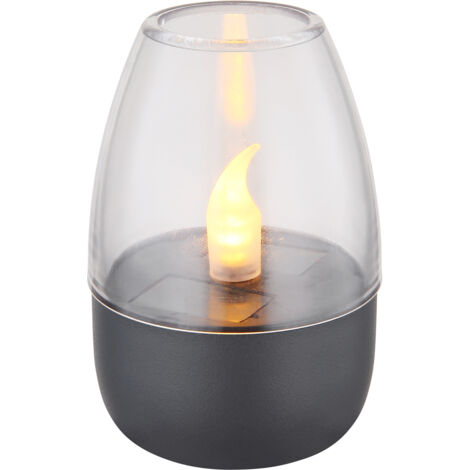 Kleines LED Deko Solar Windlicht mit Flammeneffekt, Höhe 9cm