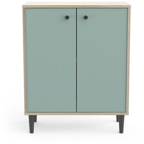 CALICOSY Kleines Sideboard mit 2 Türen in Holzoptik L61cm - ARTY