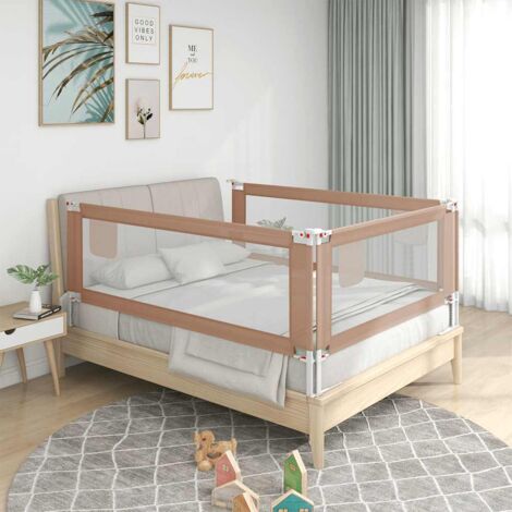 Kleinkind-Bettschutzgitter Taupe 150x25 cm Stoff vidaXL