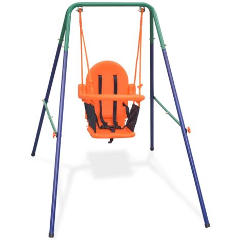 Kleinkinder-Schaukelset mit Sicherheitsgeschirr Orange vidaXL