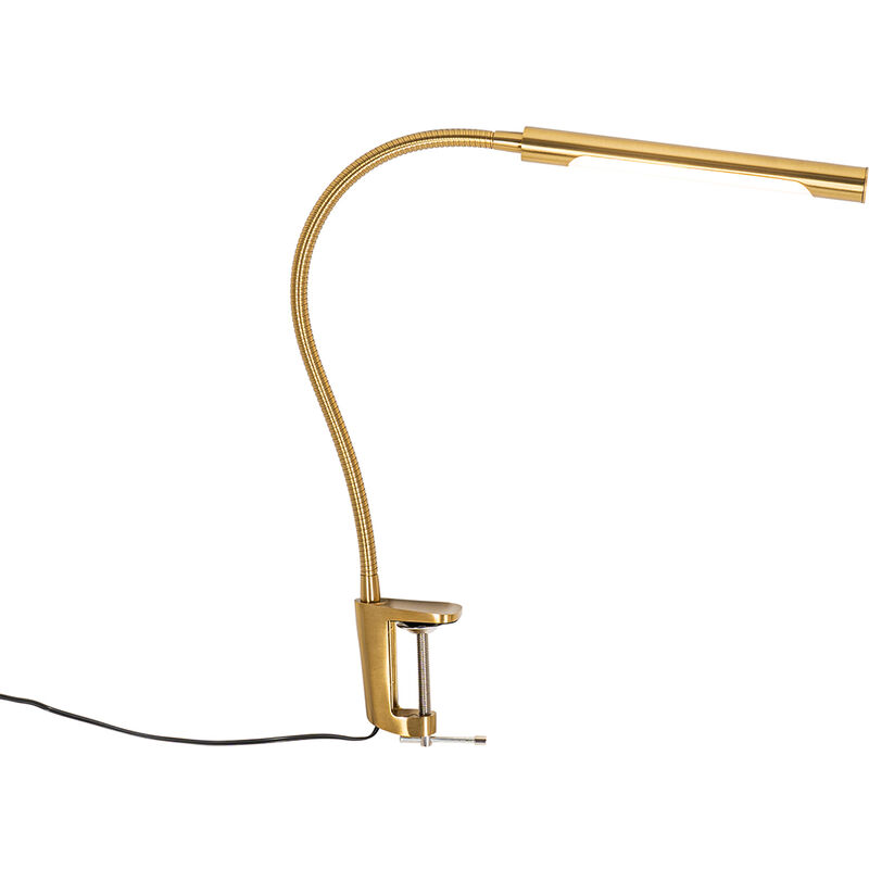 Qazqa Klemm-schreibtischleuchte Messing Inkl. Led Mit Touchdimmer - Lionard