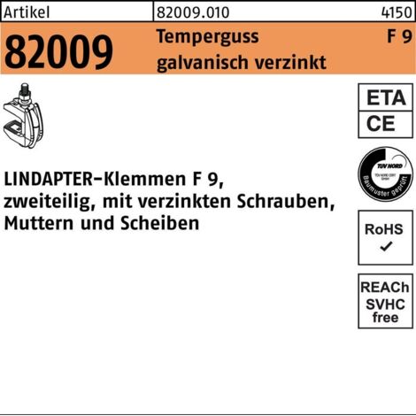 Klemme R 82009 GTW 40 F 9 M10/19 - 42 Temperguss galv.verz. 1St. LINDAPTER