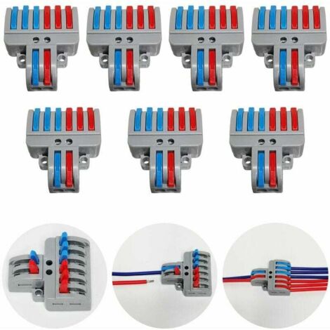 Klemmenblock-Set mit Hebel, Push-in-Kabelverbinder, kompakte Push-in-Klemmen, 7 Stück 8-polige Klemmen, mit Befestigungsschrauben (2 in 6)