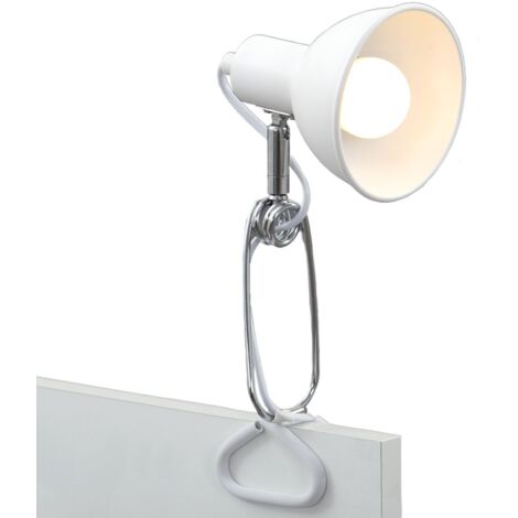 Klemmleuchte Klemmlampe Schwenkbar Kabelschalter 1xE14 8W weiß Metall Briloner