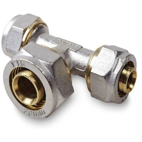 Klemmring T-Stück reduziert 25x20x25 Schraubfitting Aluminim Verbundrohr klemmringverschraubung PEX