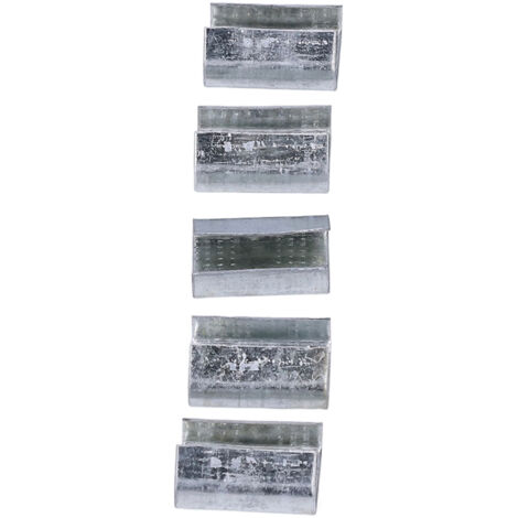 Klemmschnalle aus verzinktem Metall für 16 mm breite PET-Kunststoffbänder, offene Verschlüsse für Verpackungen.