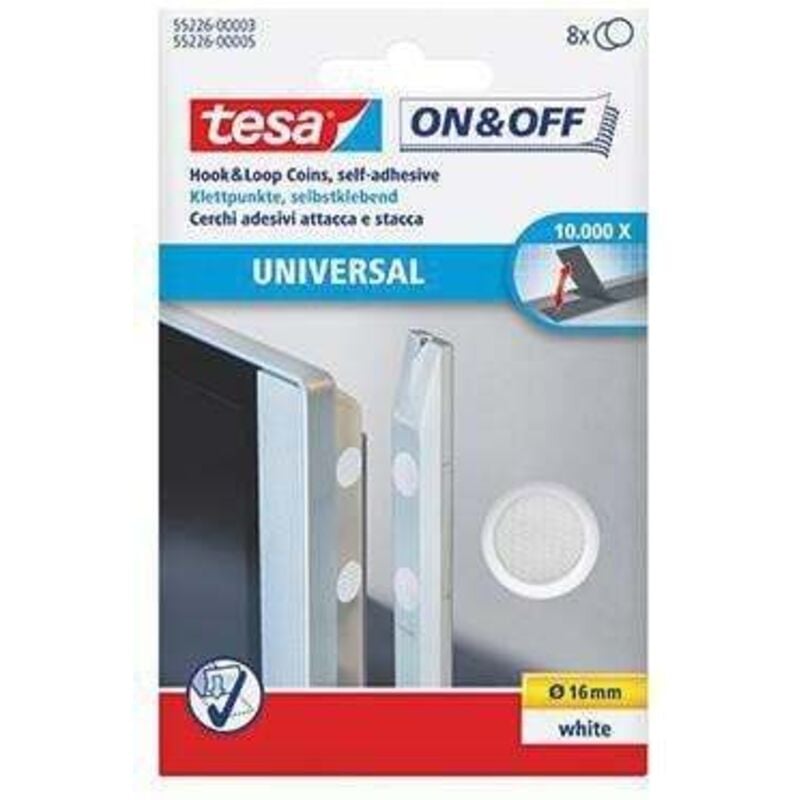 Tesa - Klettpunkte On & Off 55226-00003 weiß 8 St./Pack.
