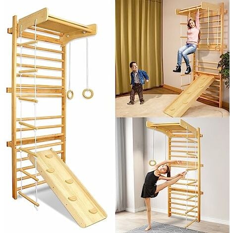 Klettergerüst Indoor Sprossenwand für kinderzimmer Sprossenwand Holz Kletterwand bis 100 kg belastbar für Erwachsene & Kinder YARDIN