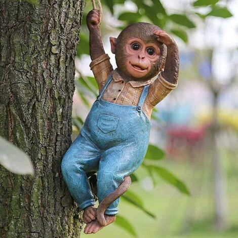 Kletternde Hängende Affenstatue aus Kunstharz, Gartenfigur eines Affen aus Kunstharz, Gartendekoration - Bekleidung