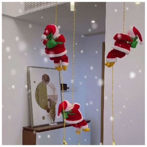 Kletterperlen für den Weihnachtsmann, Kletterseile für den Weihnachtsmann an Bäumen, Musikdekorationen, die an Perlen an Weihnachtsbäumen hängen