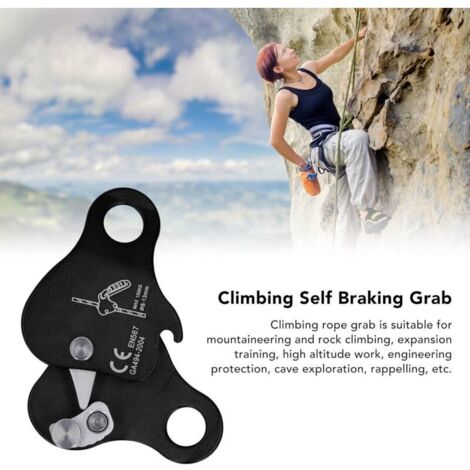 Kletterseilklemme, selbstsichernde Aluminiumlegierung 8–13 mm Kletterseilklemme für Outdoor-Klettern und Bergsteigen (Schwarz) Bergsteigerausrüstung