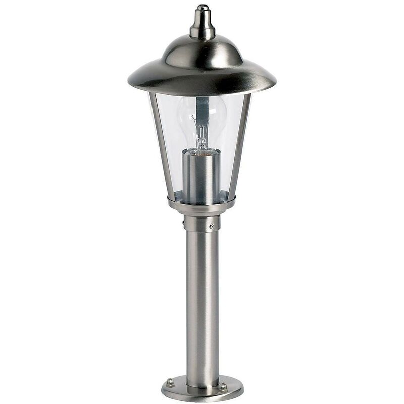 Endon Klien - Outdoor Bollard Light Polished Stainless Steel, Clear Polycarbonate IP44, E27