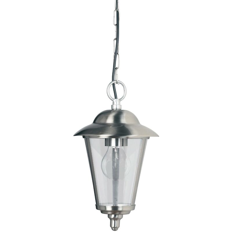 Endon Lighting - Endon Klien - 1 Light Outdoor Ceiling Pendant Light Polished Stainless Steel, Clear Polycarbonate, E27