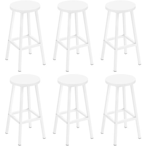 Klihome Barhocker 6er Set, Barstühle Küchenstühle, rund Tresenhocker mit Fußstütze, Küchenhocker mit Metallgestell, bis 150 kg belastbar, für Bar Kücheninsel Esszimmer, Weiß