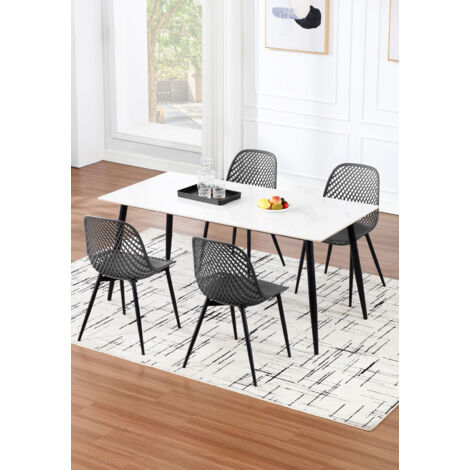 Klihome Esszimmerstühle 4er Set, Küchenstuhl Wohnzimmerstuhl mit Rückenlehne Metallbeinen, für Esszimmer Wohnzimmer, Grau