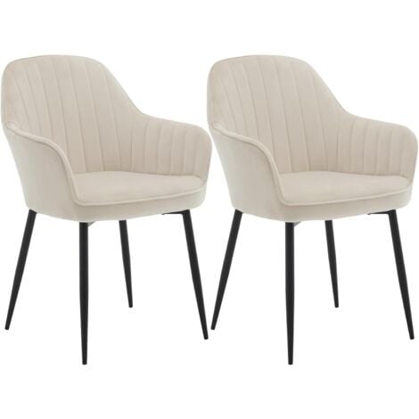 Klihome Set of 2 Velvet & Metal Legs Dining Chairs Accent home & restaurants, Cream