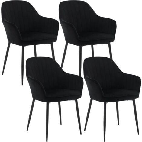 KLIHOME 6 Velvet & Metal Legs Dining Chairs Accent home & restaurants, Black