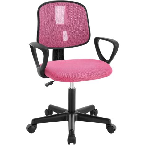 Klihome Silla Infantil Giratoria 5 Ruedas Oficina Dormitorio Escritorio Respaldo Ergonómico, Rosa