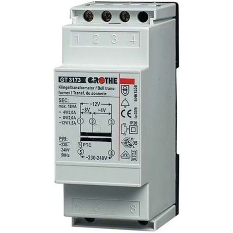 KLINGELTRAFO 8/12/24V AC 2.0/1.3/0.6A, GT3182 GROTHE 14082