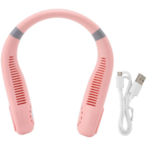 Klingenloser Nackenventilator, atmungsaktives Licht, 2400-mAh-Akku, freihändig, Mini-Format für unterwegs, pink