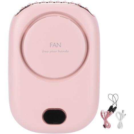 Klingenloser Nackenventilator, tragbar und per USB aufladbar, ideal für Sport und Reisen – Pink