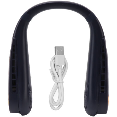 Klingenloser Nackenventilator, USB-aufladbar, 5 Geschwindigkeitsstufen, tragbar und leicht für den Außenbereich – Blau