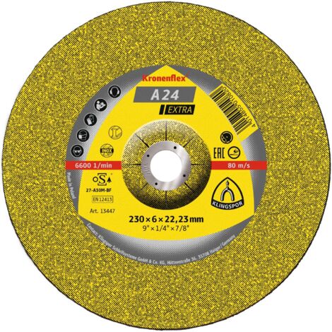 KLINGSPOR 13447 Schruppscheibe A 24 Extra D230xS6mm gekröpft Stahl Bohrung 22,23
