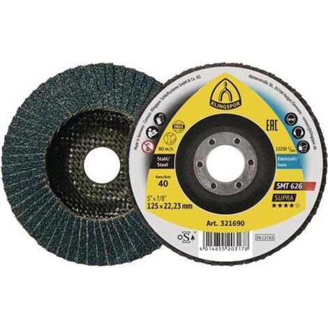 KLINGSPOR 321694 Fächerscheibe SMT 626 Supra Ø 115 mm Körnung 60 6° konisch INOX