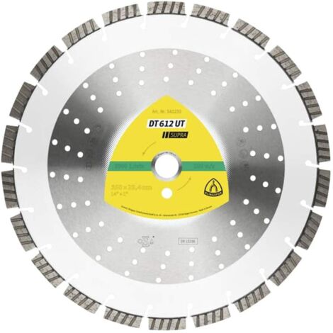 Klingspor 340227 DT 612 UT Supra Disques à tronçonner diamantés pour meuleuses d'angle pour la construction/béton/béton durci/béton armé/grès calcaire, 350mm de diamètre, 20mm de perforation