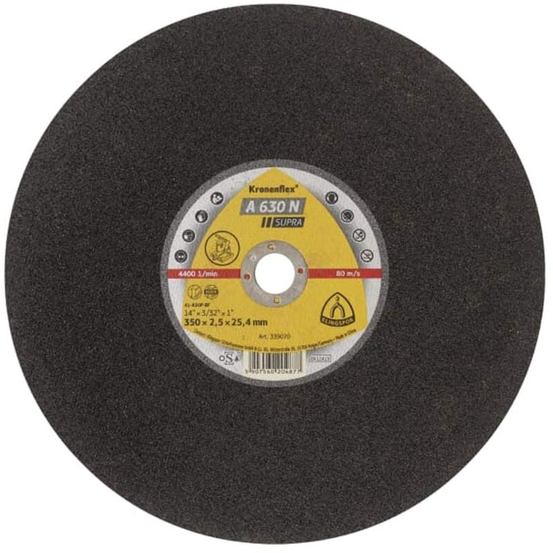 353328 a 630 n supra lot de 10 grandes disques à tronçonner pour acier, droits, 406 mm x 3,2 mm x 25,4 mm - Klingspor