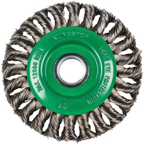 KLINGSPOR 358343 BROSSE RONDE TORSADÉE EN ACIER INOXYDABLE 0,5 125 X 14 X 22,23 MM