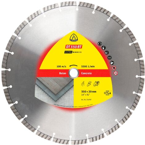 Klingspor DT 350 BT Diamanttrennscheiben, 350 x 3 x 25,4 mm 24 Segmente 40 x 3 x 10 mm, Standard Turbo