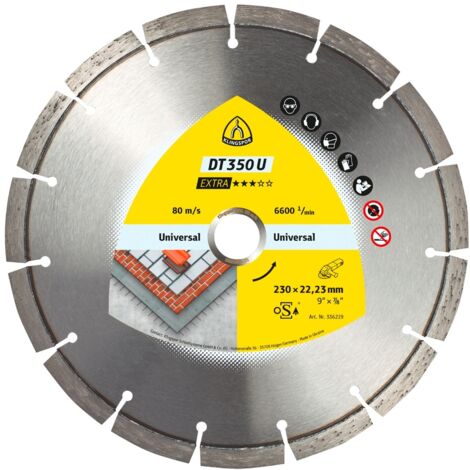 Klingspor DT 350 U Diamanttrennscheiben, 230 x 2,6 x 22,23 mm 15 Segmente 42 x 2,6 x 10 mm, Standardverzahnung