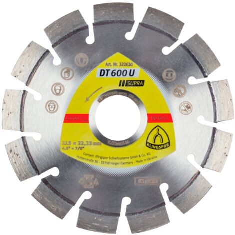 Klingspor DT 600 U Diamanttrennscheiben, 115 x 2,4 x 22,23 mm 13 Segmente 20 x 2,4 x 9 mm, Kurzverzahnung