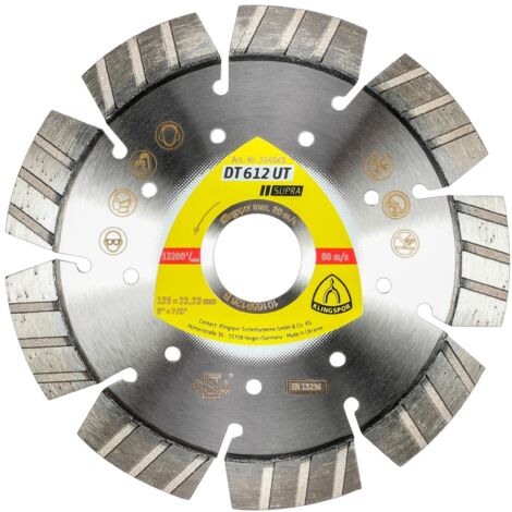 Klingspor DT 612 UT Diamanttrennscheiben, 125 x 2,4 x 22,23 mm 9 Segmente 33 x 2,4 x 12 mm, Standard Turbo