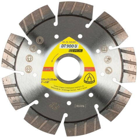 Klingspor DT 900 U Diamanttrennscheiben, 125 x 2,4 x 22,23 mm 9 Segmente 33 x 2,4 x 12 mm, Standard Turbo