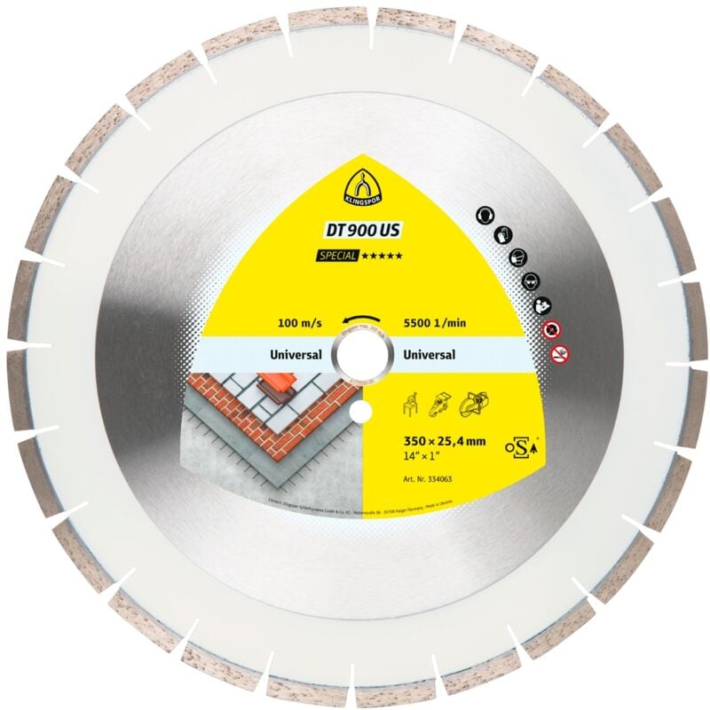 Klingspor DT 900 US Diamanttrennscheiben, 350 x 3 x 25,4 mm 24 Segmente 40 x 3 x 10 mm, Engverzahnt