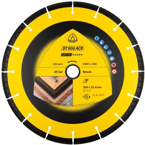 Klingspor DT 900ACR Diamanttrennscheiben, 350 x 3,1 x 20 mm 24 Segmente 53 x 3,1 x 6 mm, VG - Vakuumgelötet