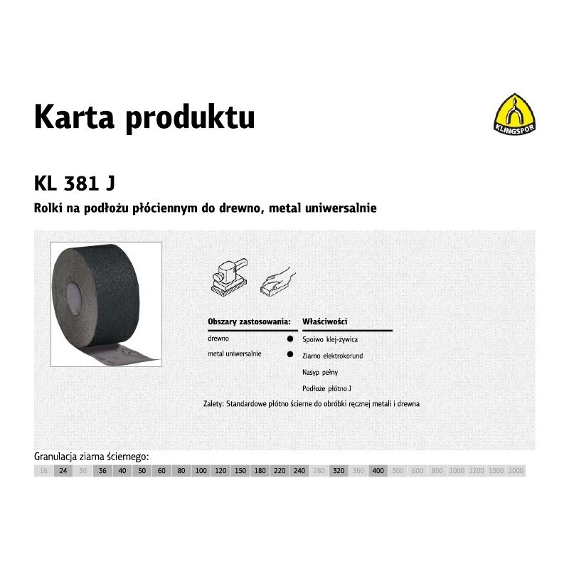 Image of Klingspor rolka na podłożu płóciennym kl381j 200mm gr. 80 (50mb)