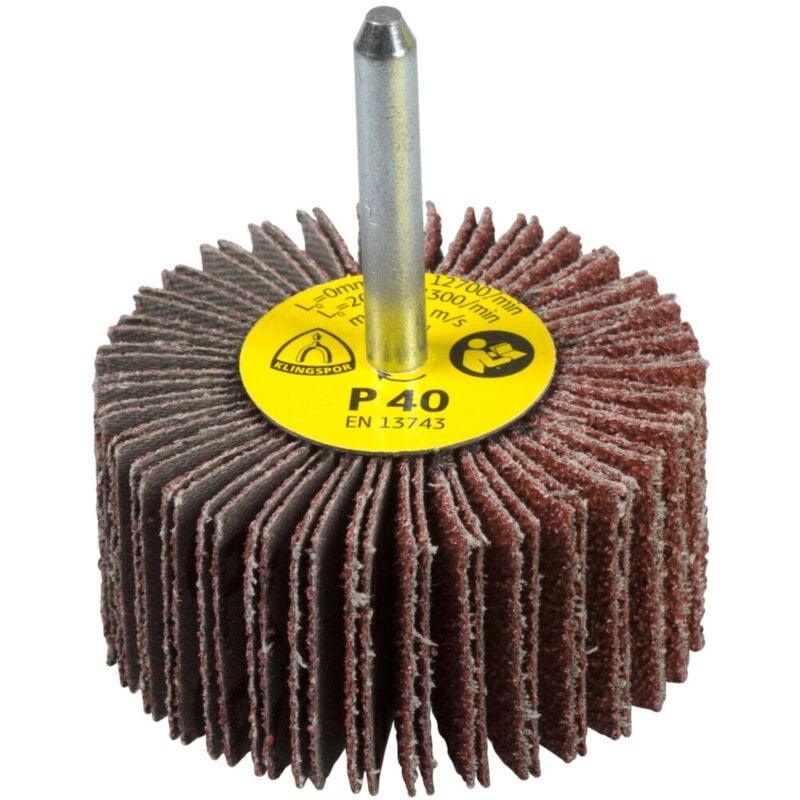 Klingspor - 61350 Fächerschleifer km 613 Ø50xH30mm Körnung 120 Korund Schaft-Ø 6 m