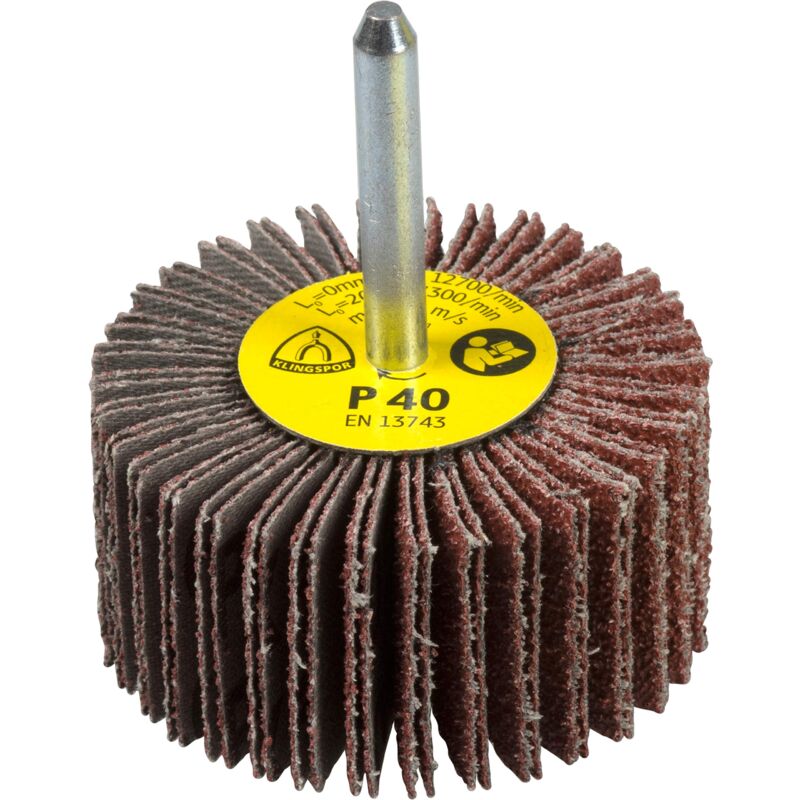 Klingspor - 13036 Tausendblattbürste de Small Sheets, km 613, 120er Körnung, 40 m/s Höchstgeschwindigkeit, 12700 U/min, 60 mm x 20 mm x 6 mm