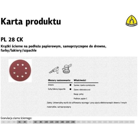 Klingspor krążek ścierny samoprzyczepny 125mm pl28ck gr. 40 gls5 8-otworów/50szt.