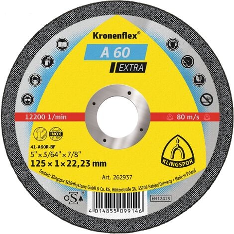 APAROLI Klingspor Kronenflex A 60 Extra Trennscheiben 125 x 1 x 22,23 mm gerade 25 Stück