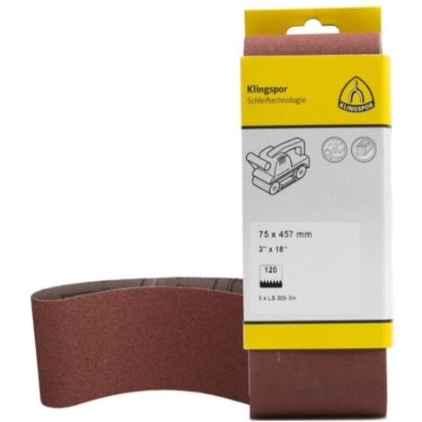 Klingspor LS 309 XH Hobbänder, 75 x 480 mm Korn 120 F5, SB-verpackt im Reiter