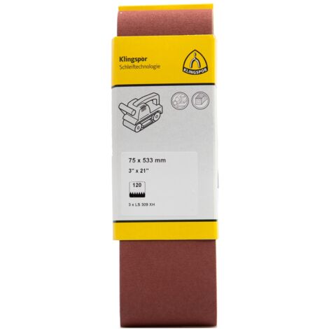 Klingspor LS 309 XH Hobbänder, 75 x 533 mm Korn 100 F5, SB-verpackt im Reiter