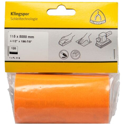 Klingspor PL 31 B Rollen, 115 x 5000 mm Korn 120, SB-verpackt in Folie