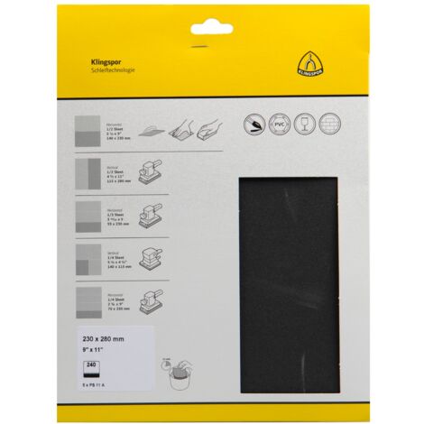Klingspor PS 11 A S.a.U. Bogen wasserfest, 230 x 280 mm Korn 240, SB-verpackt im Reiter